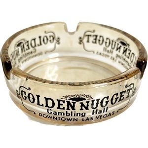 Vintage Amber Glass Golden Nugget Las Vegas Ash tray